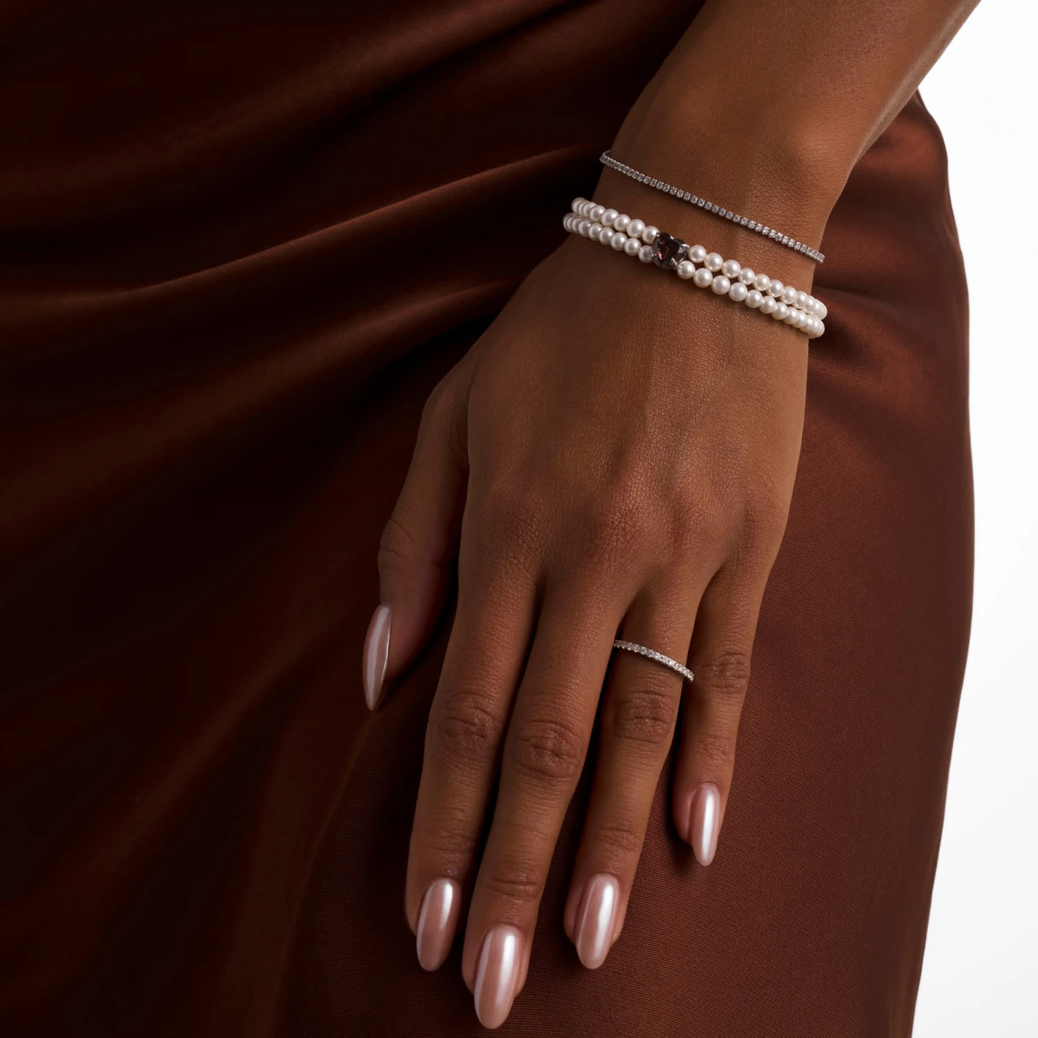 Теннисный серебряный браслет с фианитами