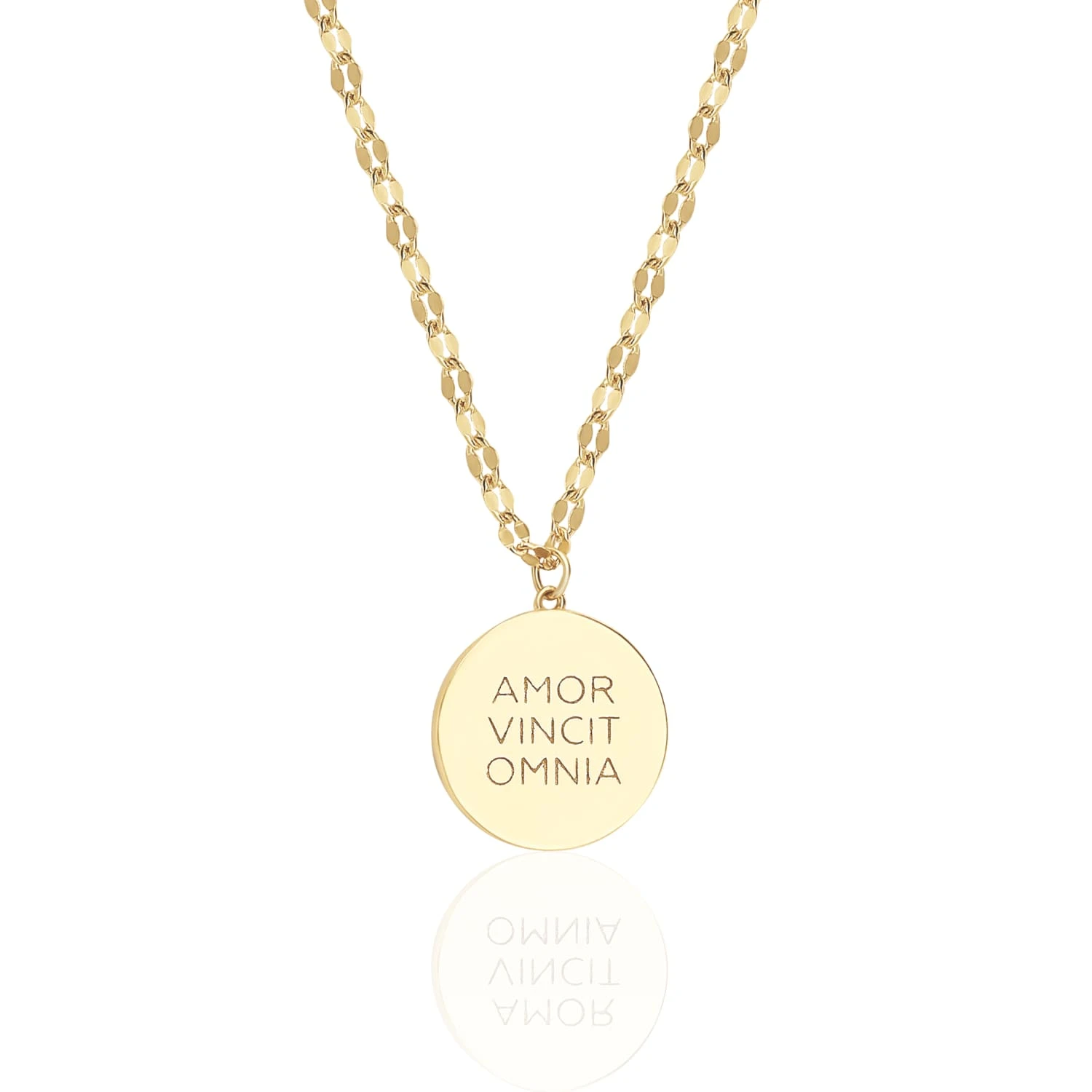 Серебряное колье с монетой AMOR в покрытии желтое золото
