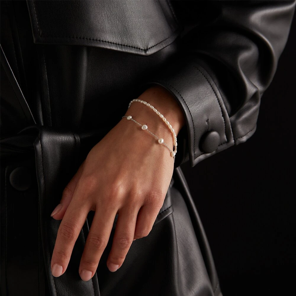 Браслет из серебра с натуральным жемчугом