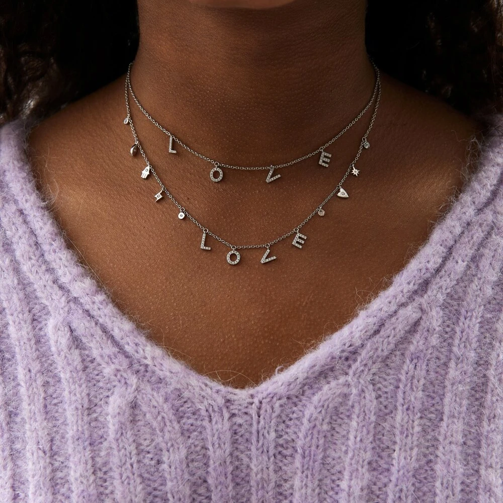 Колье "Love" с подвесками из серебра