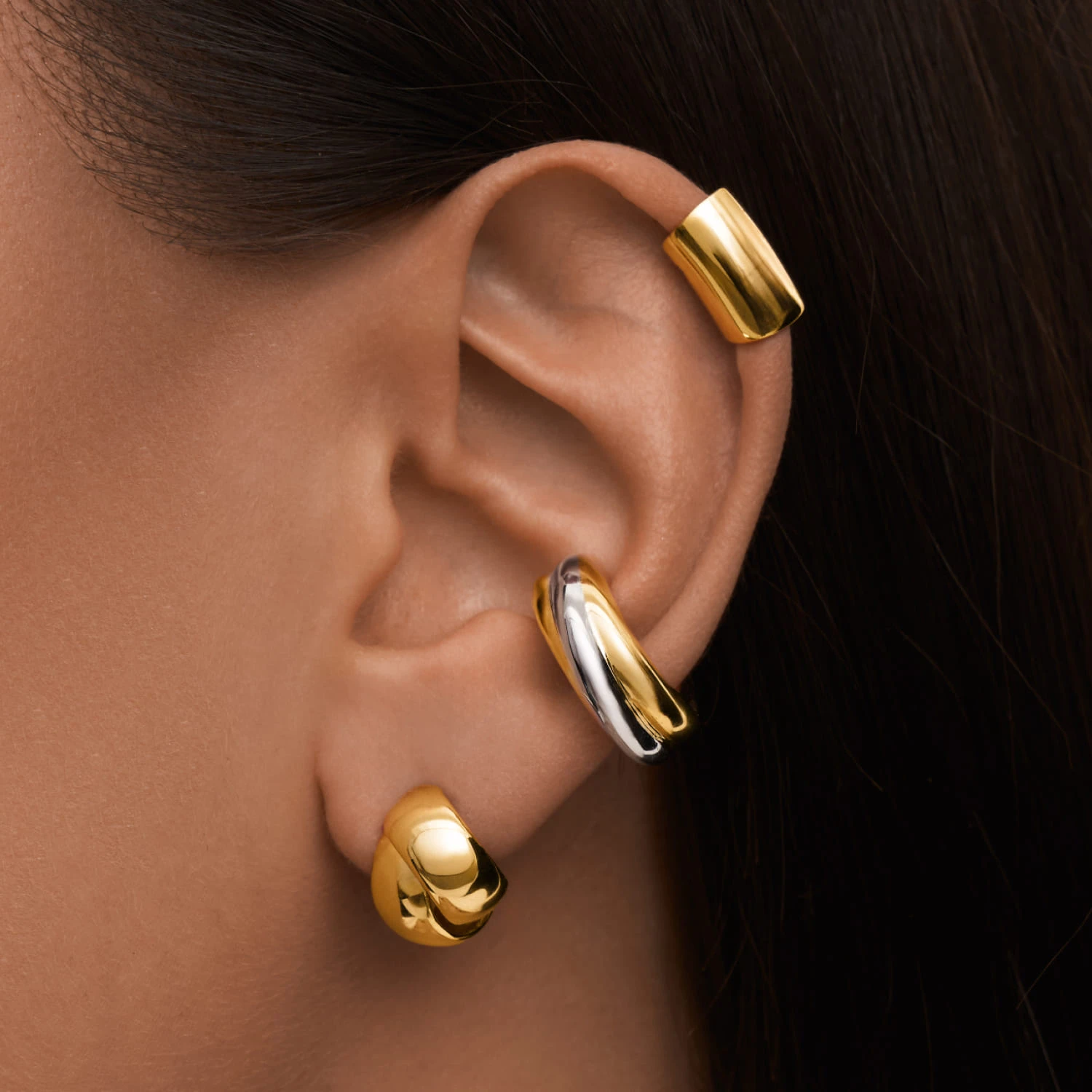 Серебряный перекрестный кафф биколор