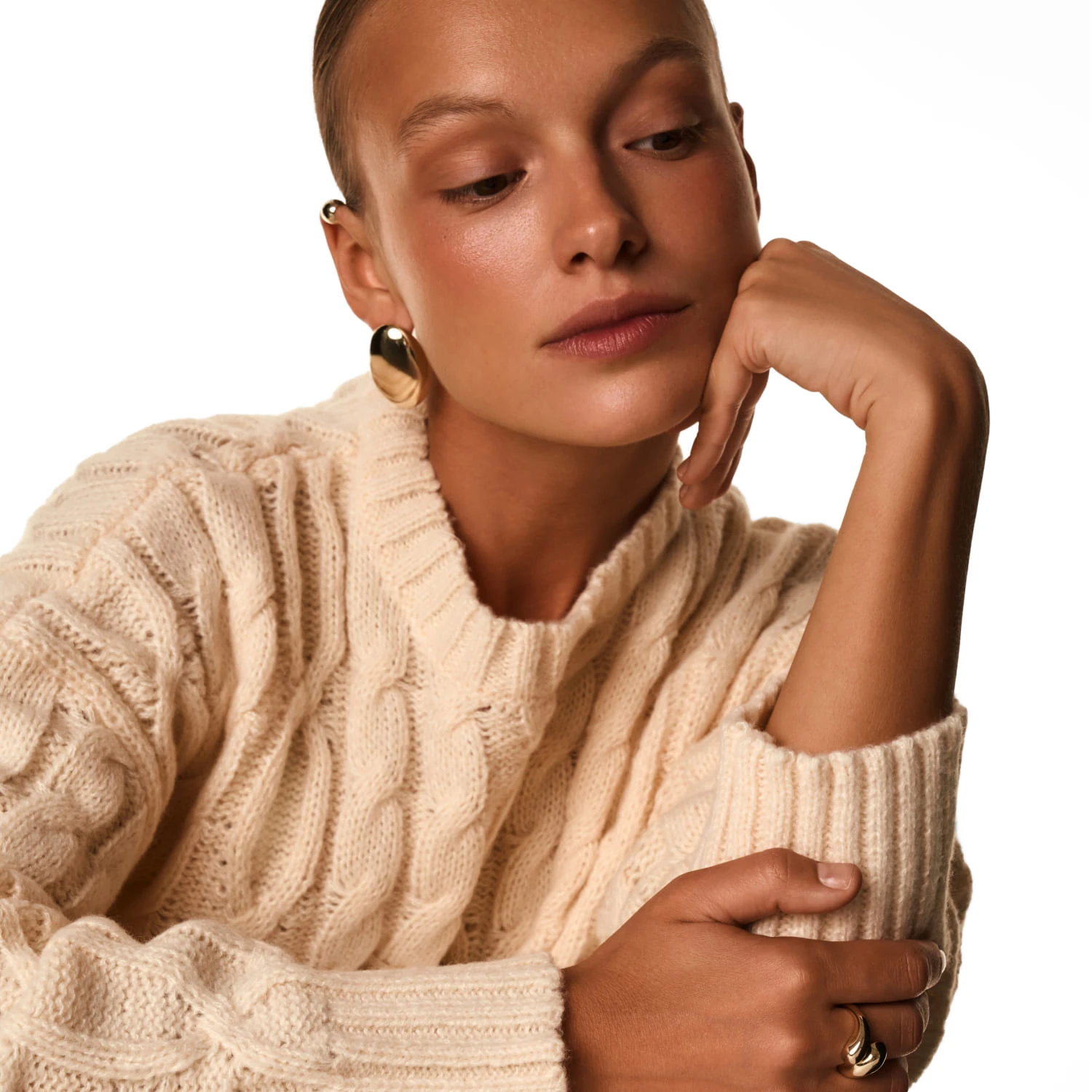 Овальные серьги PENELOPE из серебра в покрытии желтое золото