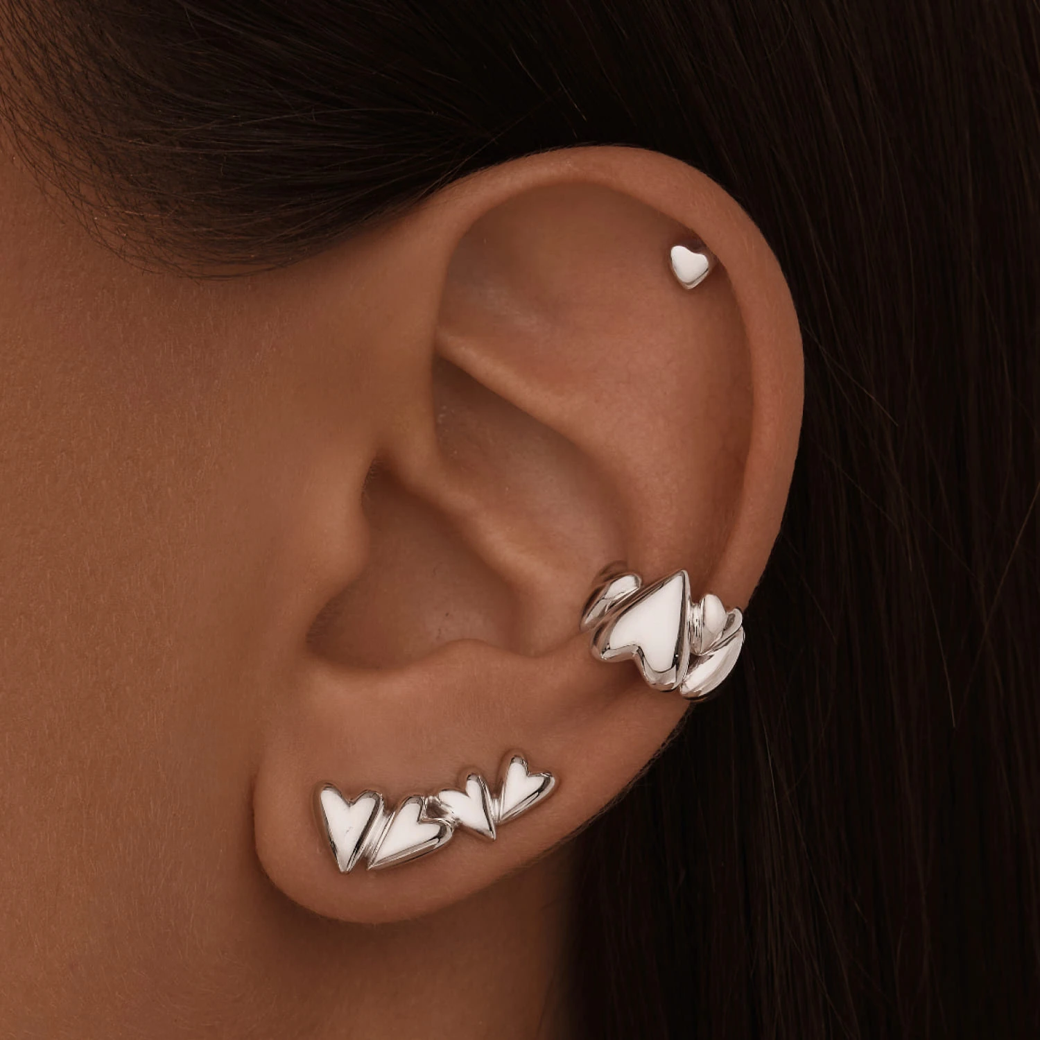 Серебряный кафф сердца MIESTILO