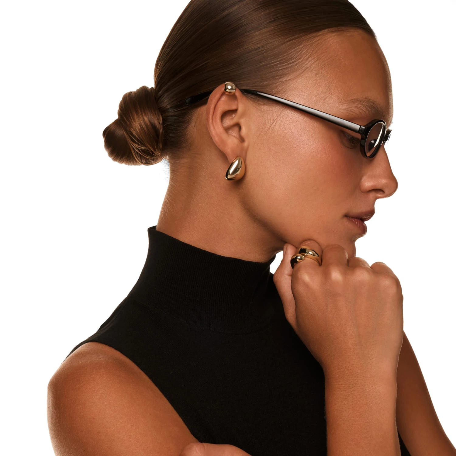 Разомкнутое кольцо PENELOPE из серебра в покрытии желтое золото