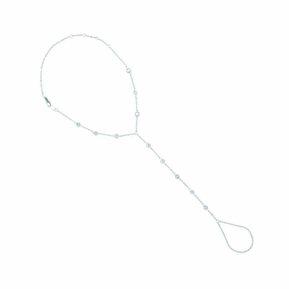 Серебряный слейв-браслет с фианитами