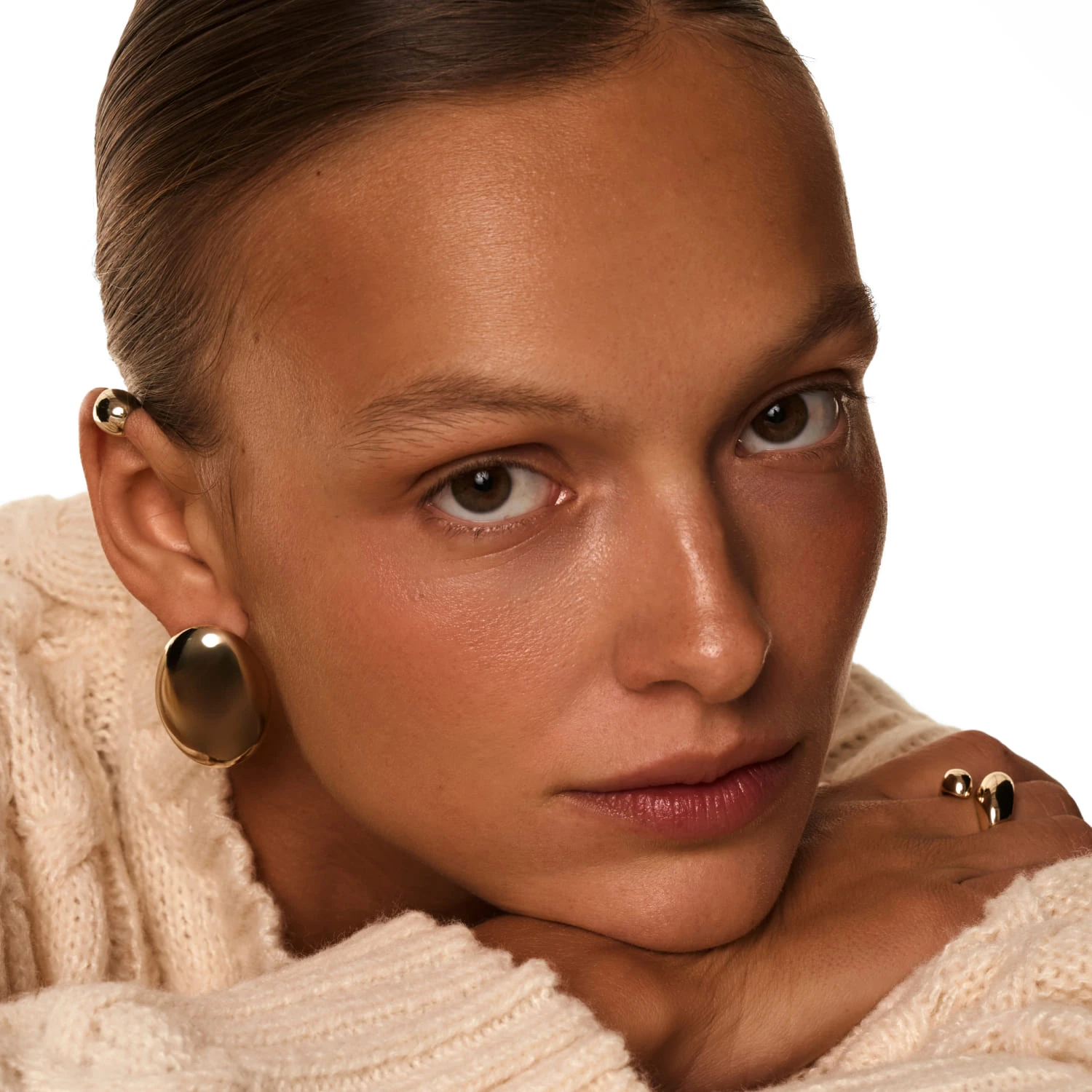 Разомкнутое кольцо PENELOPE из серебра в покрытии желтое золото