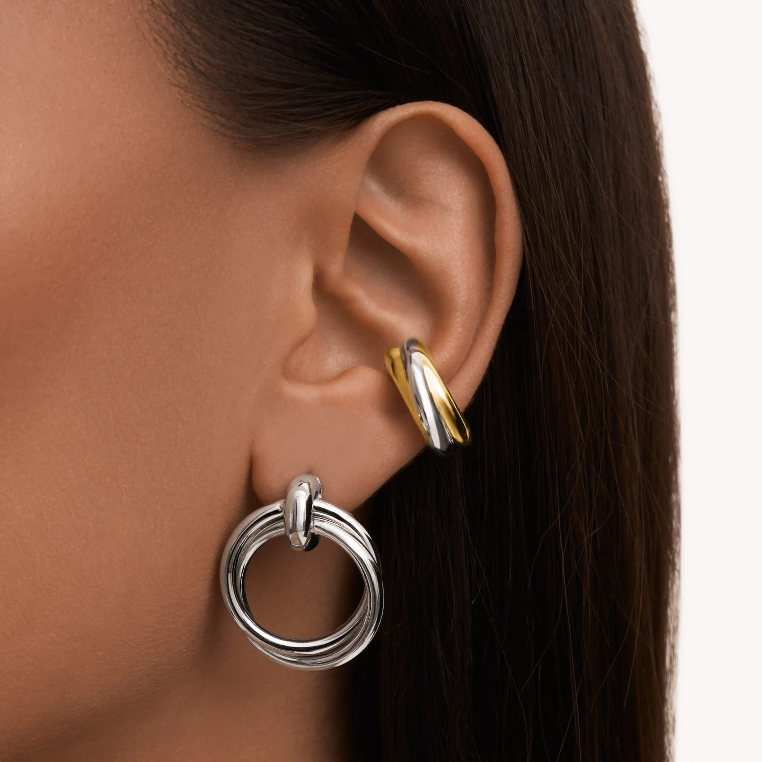 Крупные серьги-круги из серебра