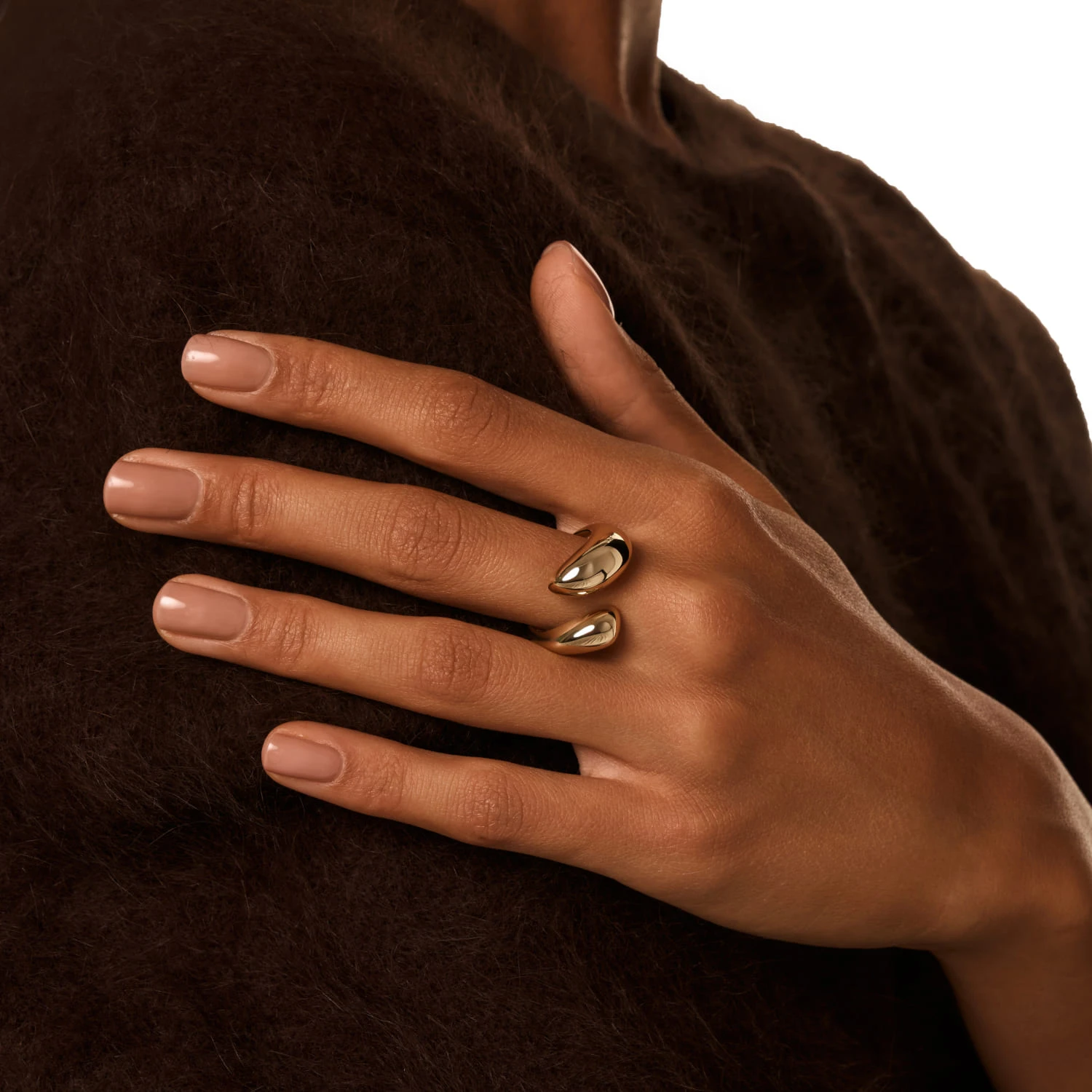 Разомкнутое кольцо ПЕНЕЛОПА из серебра в покрытии желтое золото