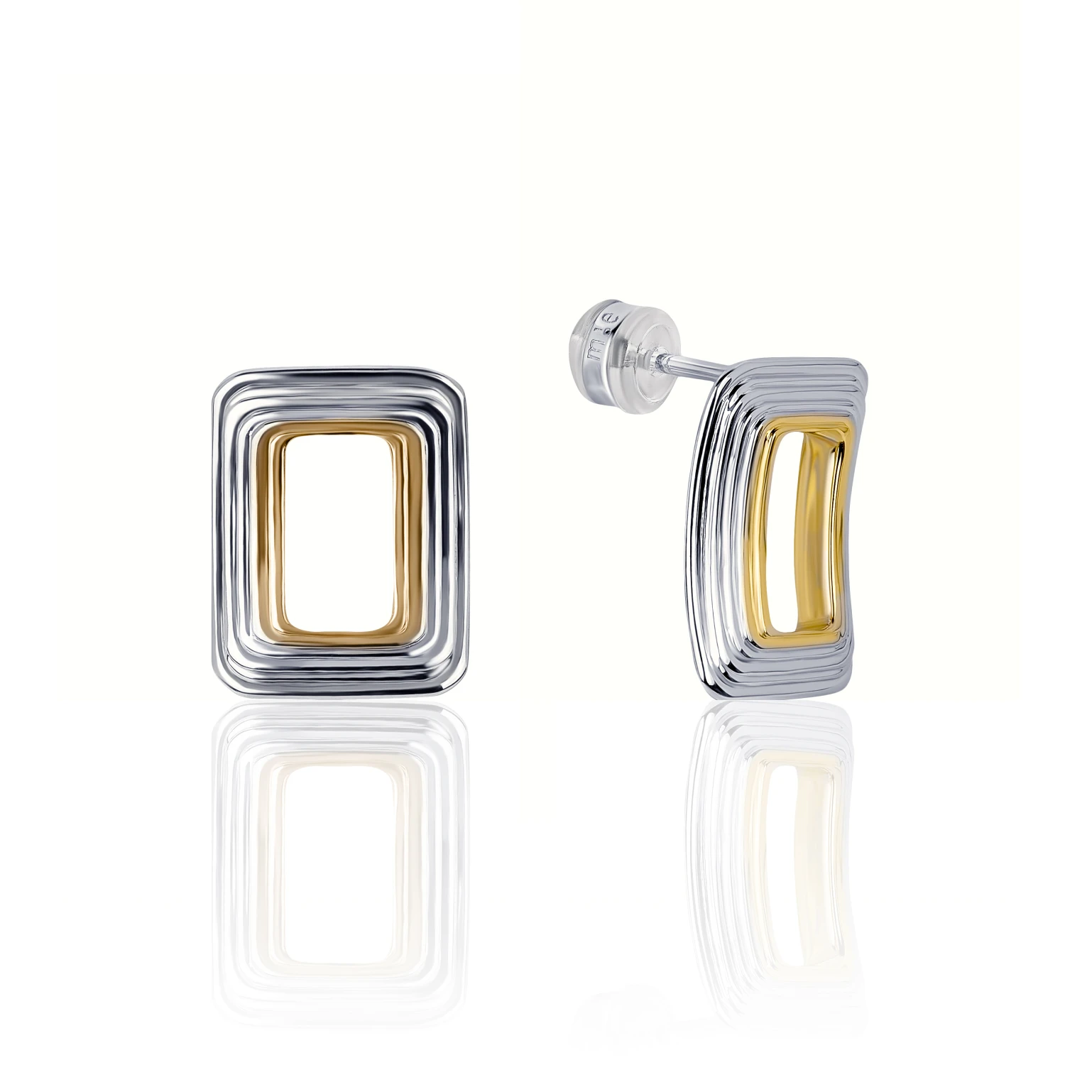 Серьги из серебра биколор MIESTILO