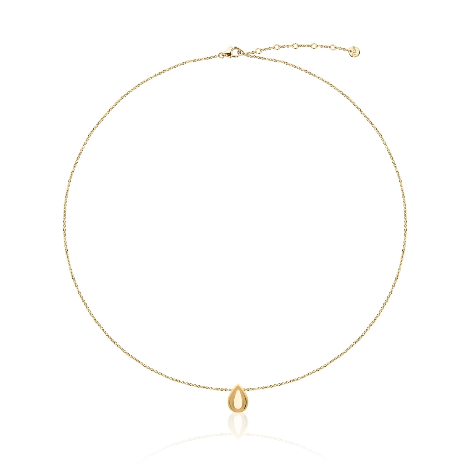 Серебряное колье с подвеской-каплей в покрытии желтое золото