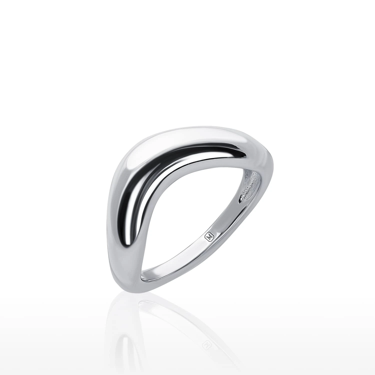 Серебряное кольцо волна гладкое MIESTILO