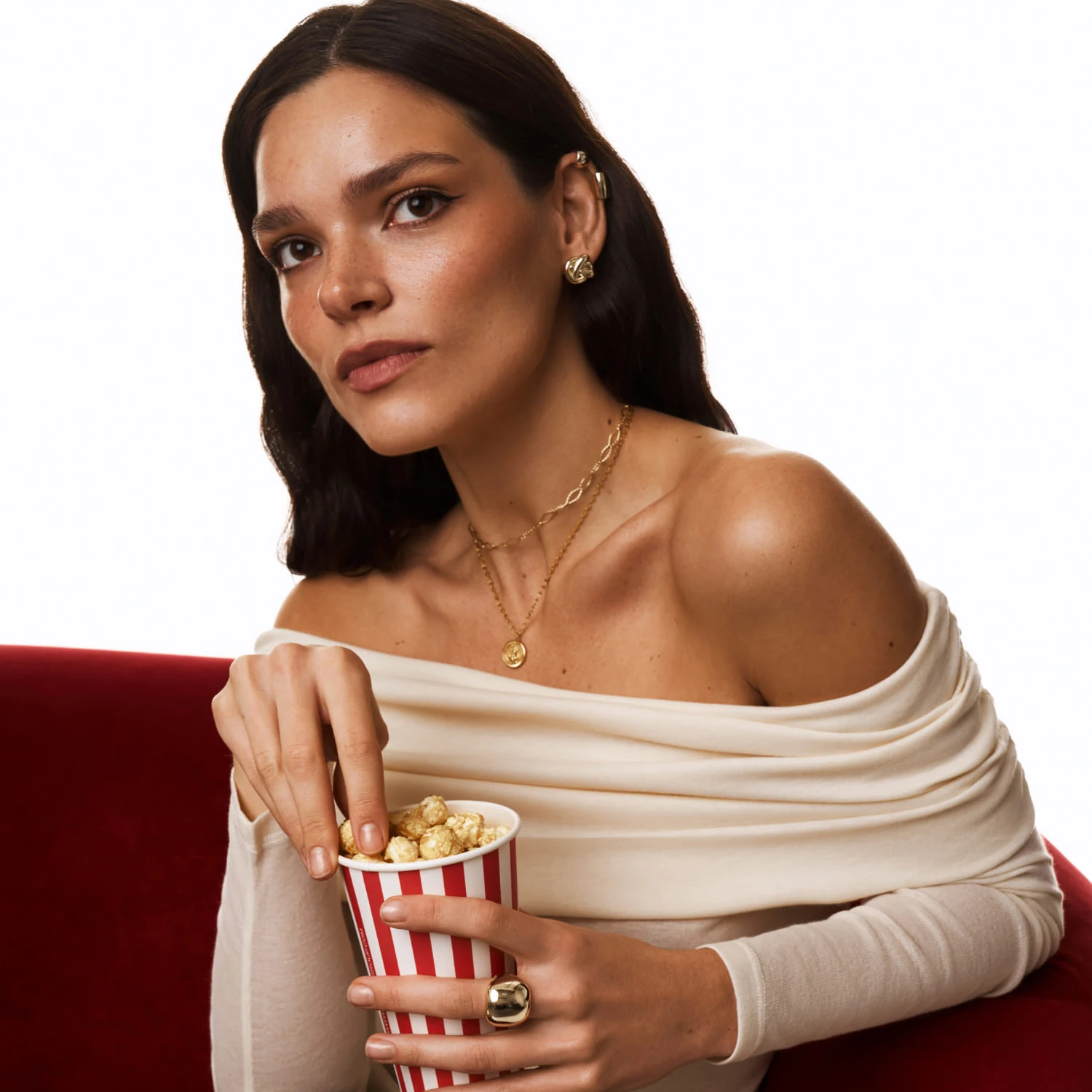 Серебряный кафф мини в покрытии желтое золото