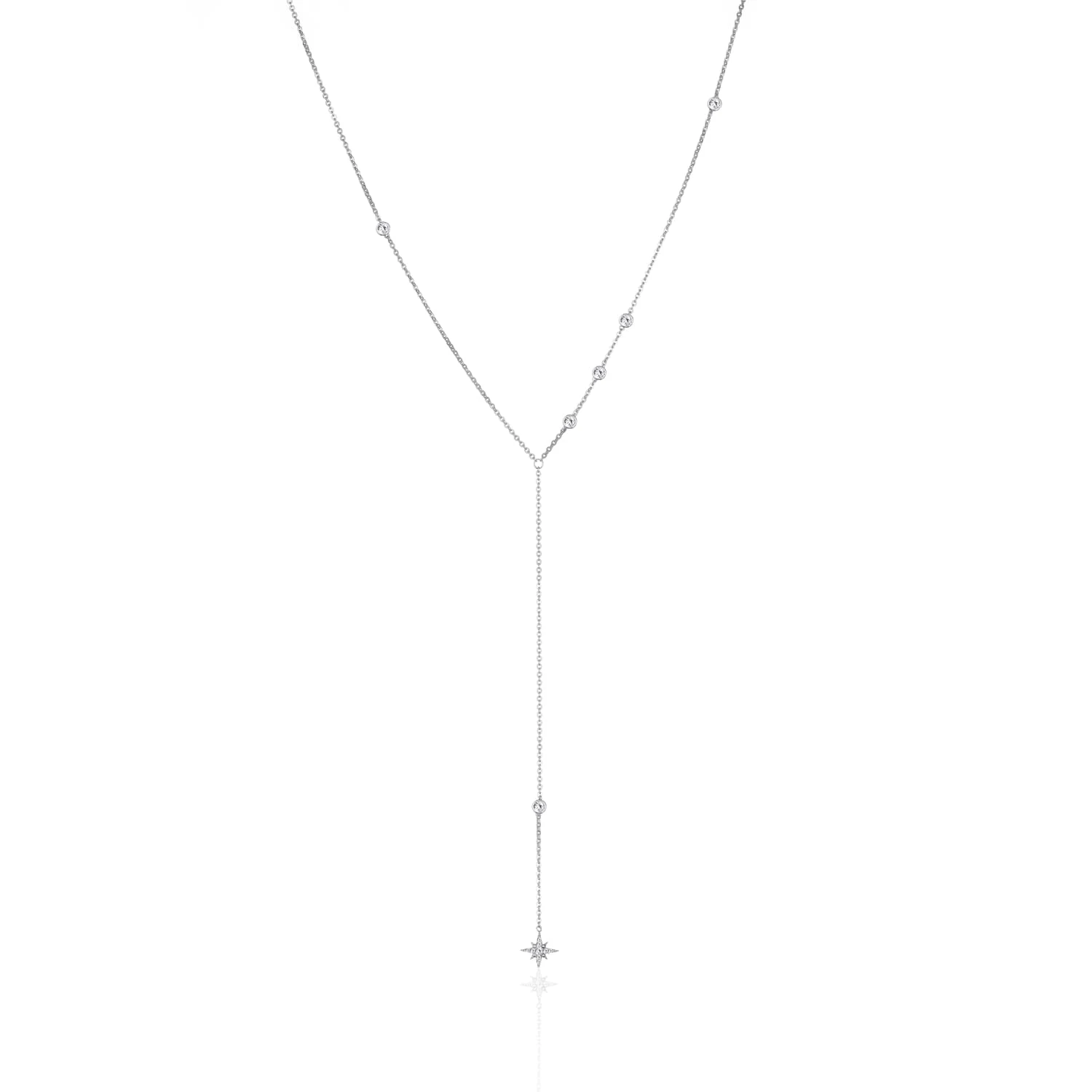 Серебряное колье-галстук с фианитами и звездой MIESTILO 