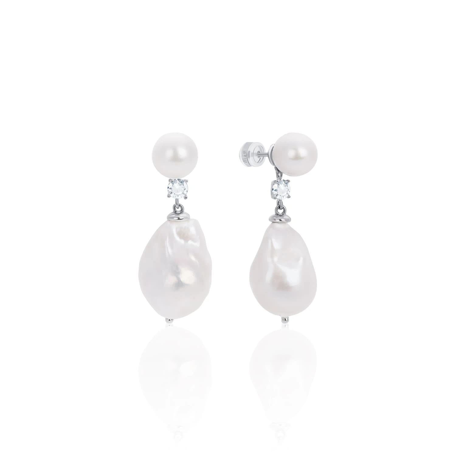 Серебряные серьги SICILIA с жемчугом и фианитом