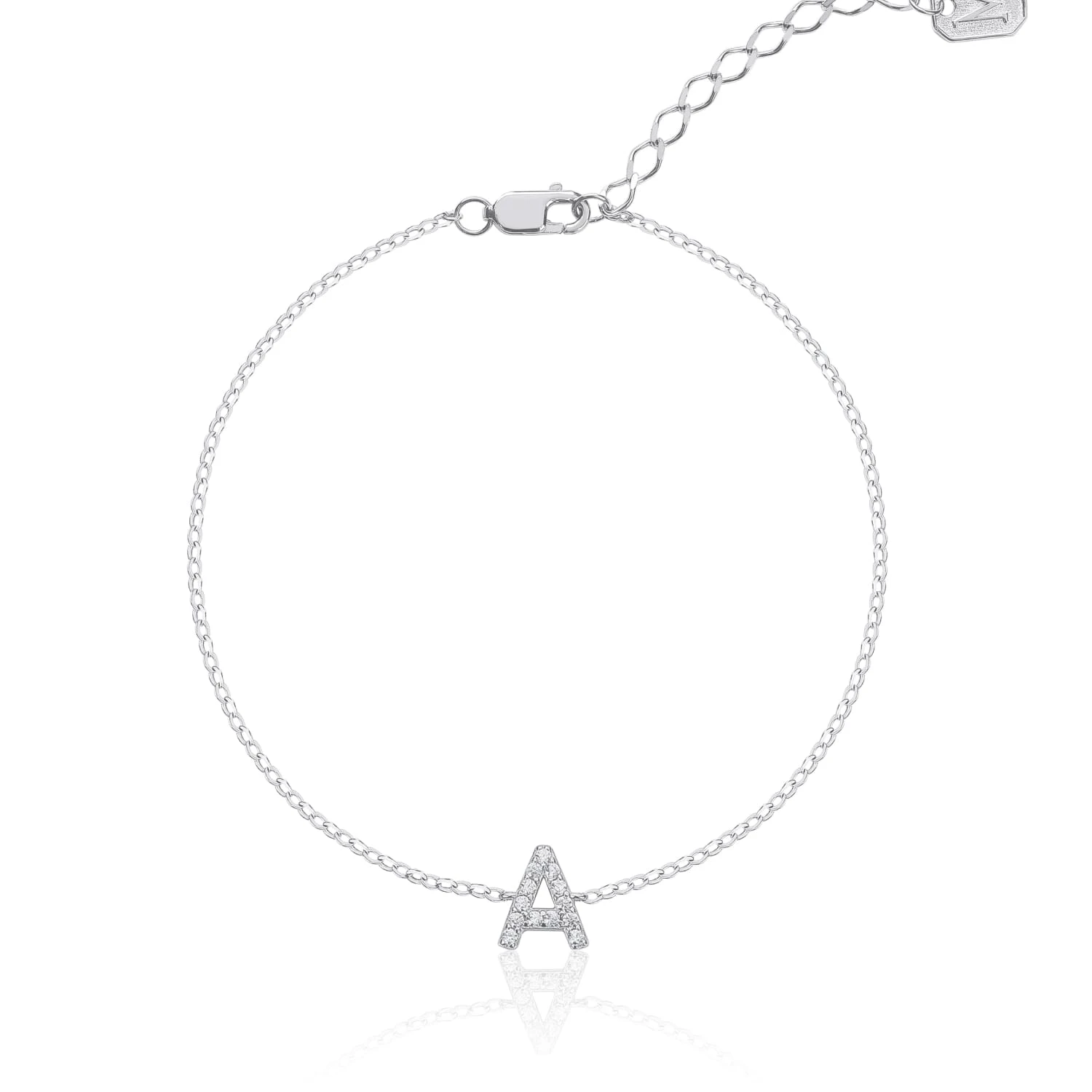 Серебряный браслет с буквой А MIESTILO