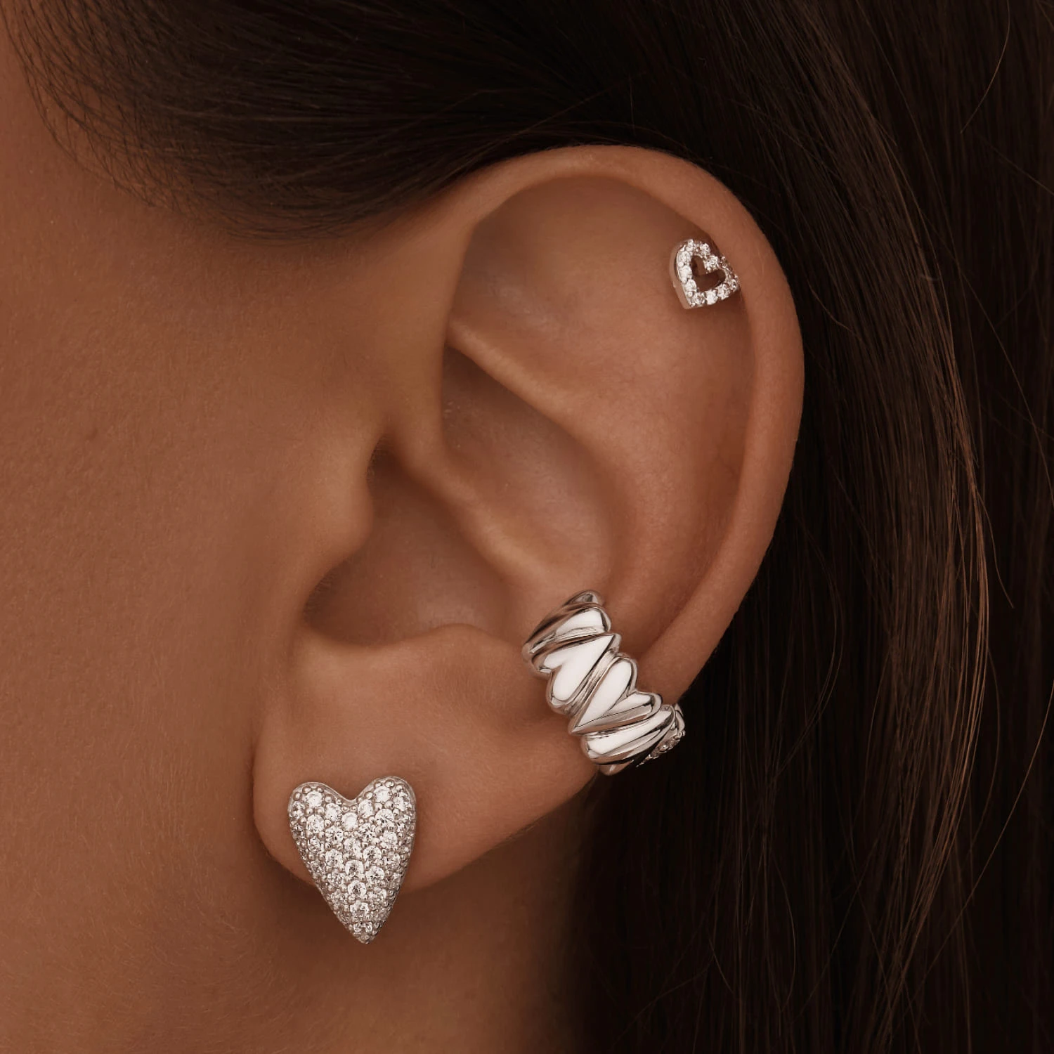 Серебряный кафф сердца MIESTILO