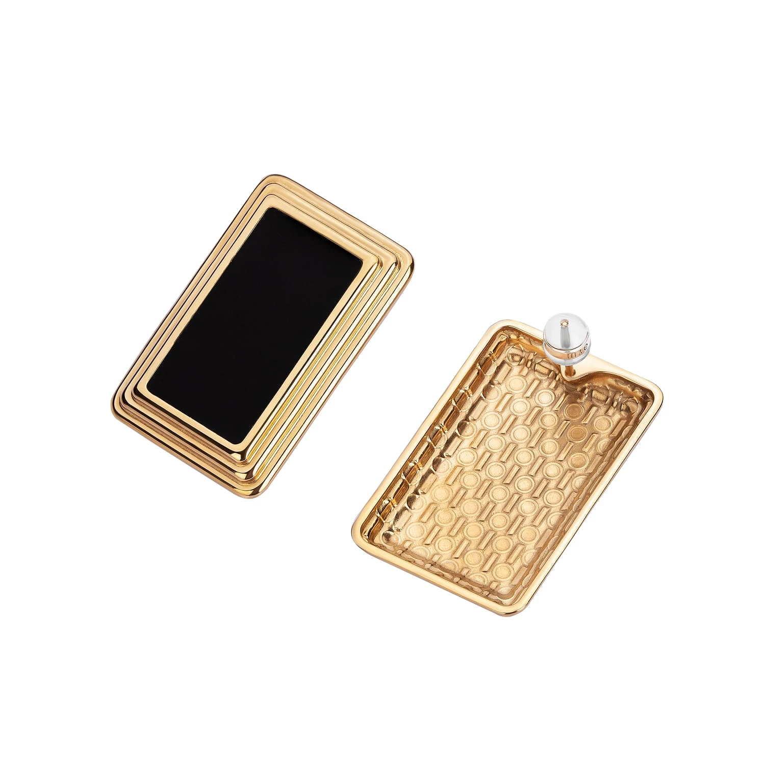 Прямоугольные серьги ВИНТАЖ с черной эмалью