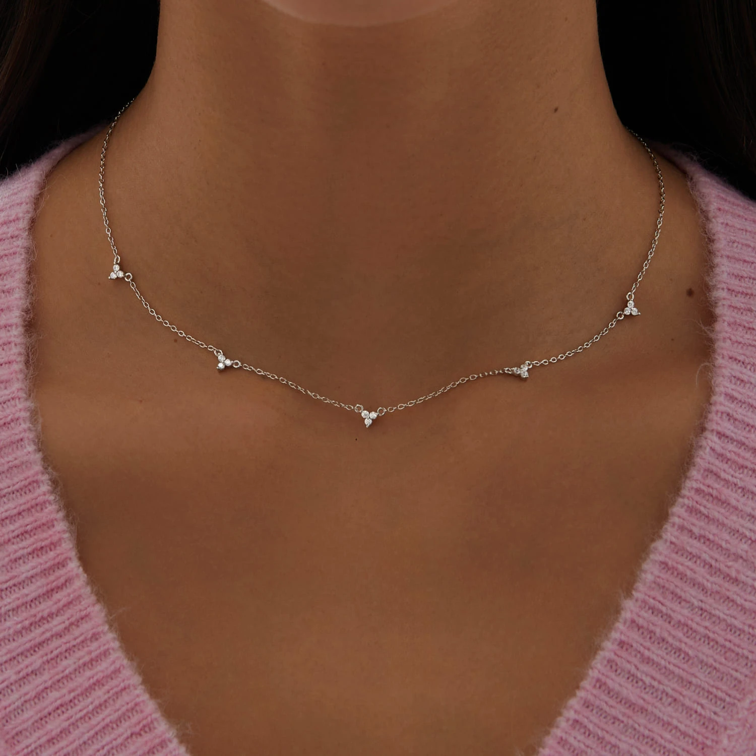 Серебряное колье-чокер с фианитами MIESTILO 