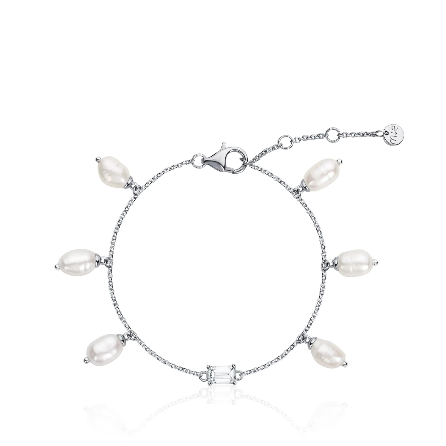 Серебряный браслет SICILIA с жемчугом и белым фианитом