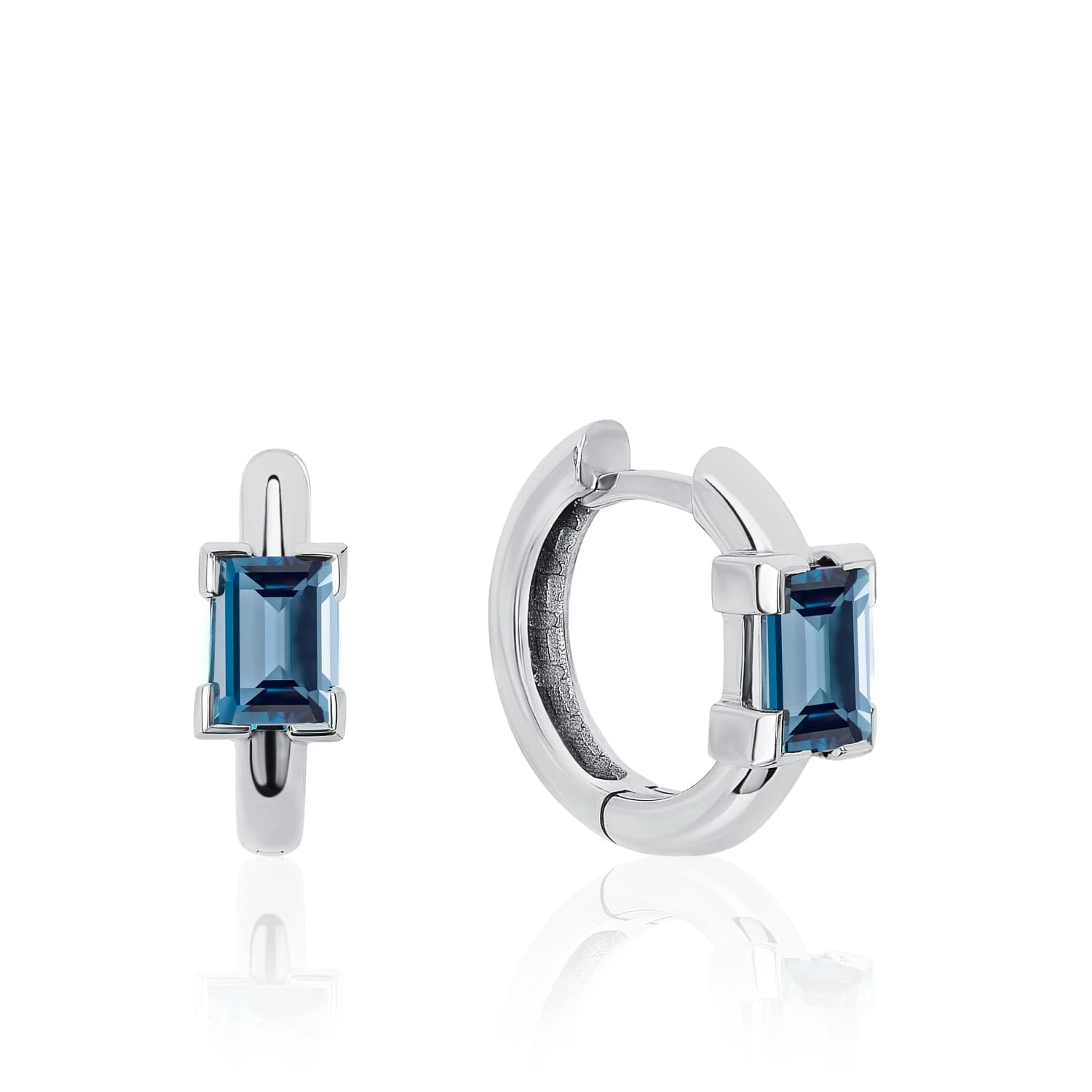 Серебряные серьги-кольца PURITY с London топазом