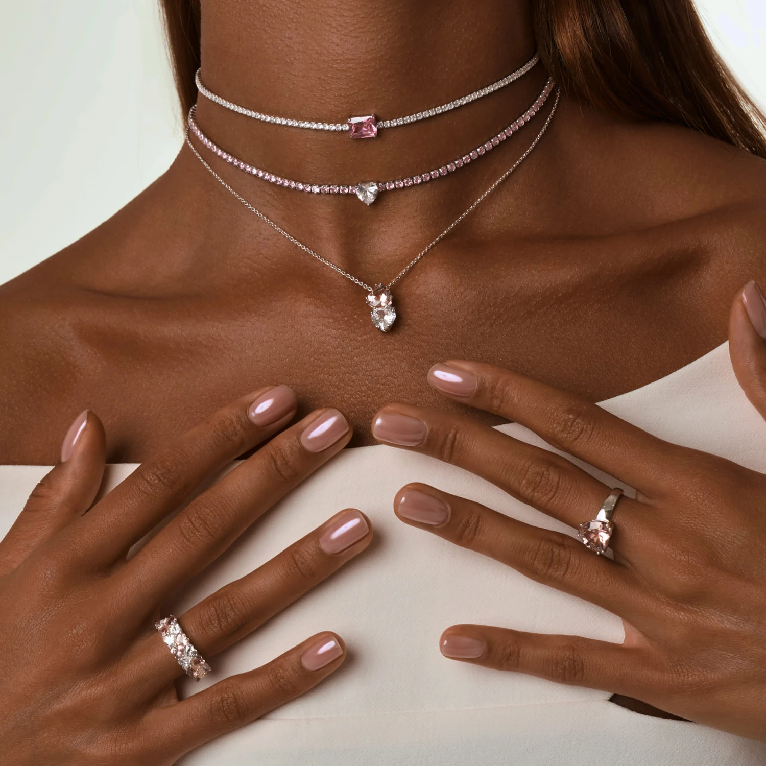 Серебряное колье SWEETHEART с двумя сердцами