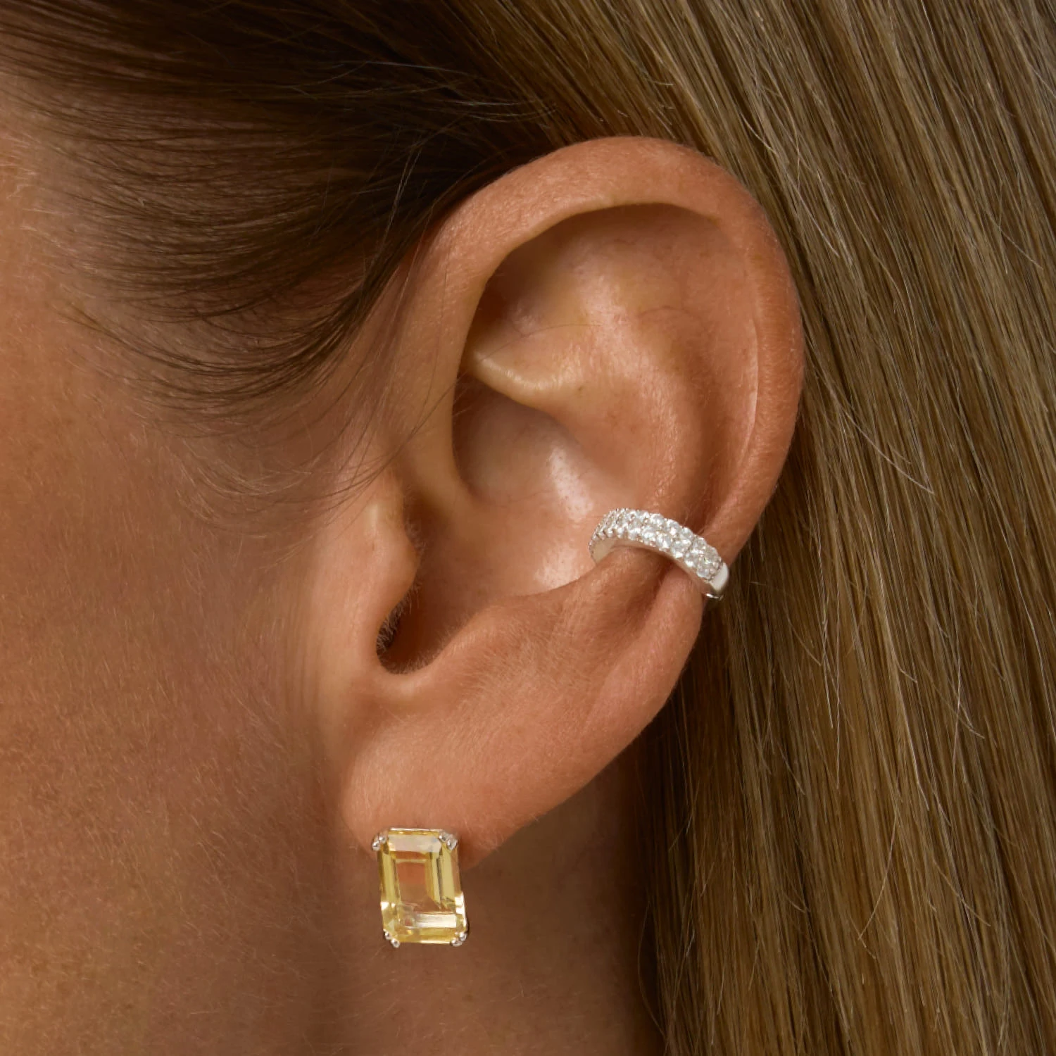 Серебряные серьги ЭЙФОРИЯ с цитрином Эмеральд