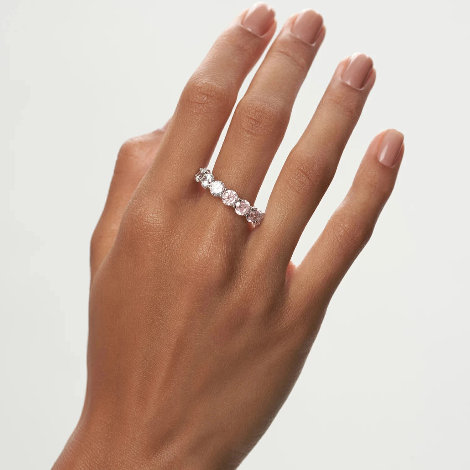 Кольцо из серебра Монро с розовыми и белыми фианитами