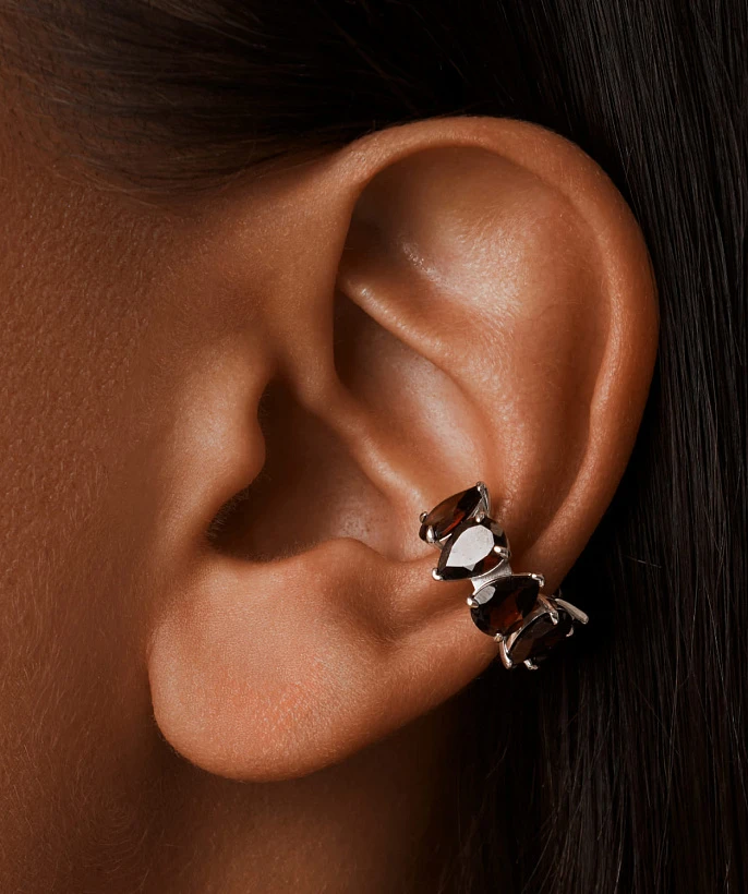 Серебряный кафф EROS с натуральными гранатами