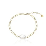 Серебряный браслет DIANA с натуральным жемчугом в покрытии желтое золото