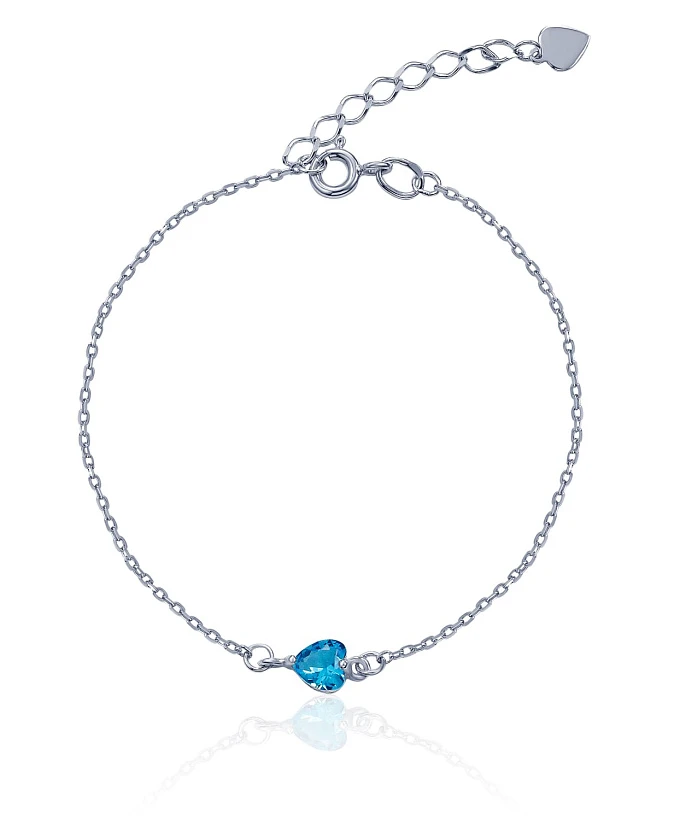 Браслет из серебра с голубым фианитом в огранке сердце MIESTILO
