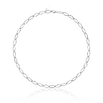 Серебряное колье-цепь ромбового плетения с витыми звеньями