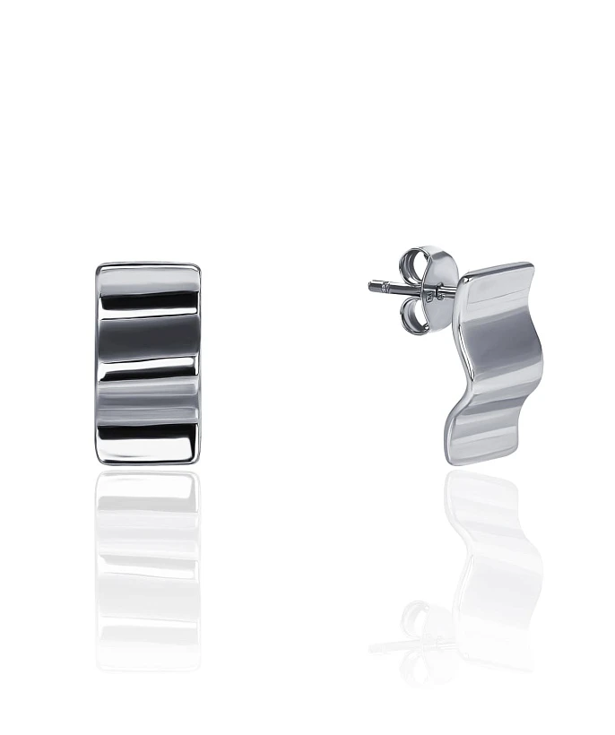 Серебряные серьги с мятым эффектом MIESTILO 