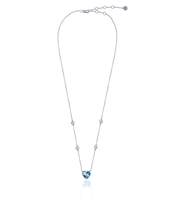 Колье с голубым сердцем из серебра