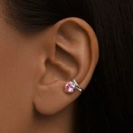 Серебряный кафф ЛЮБОВЬ с розовым сердцем