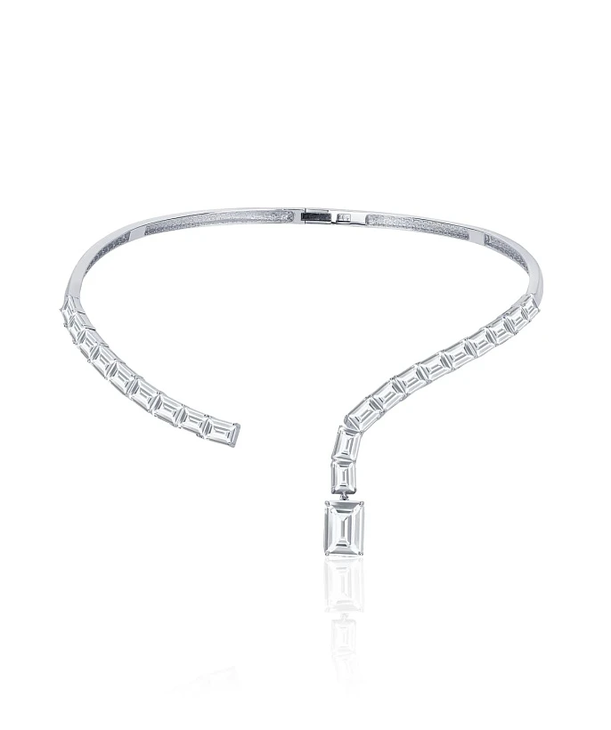 Серебряное жесткое колье A LA RUSSE с фианитами