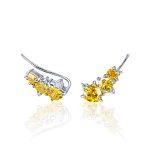 Серебряные серьги клаймберы с желтым фианитом "Энергия" 
