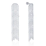 Длинные серебряные серьги с цепями и фианитами "Невесомость"