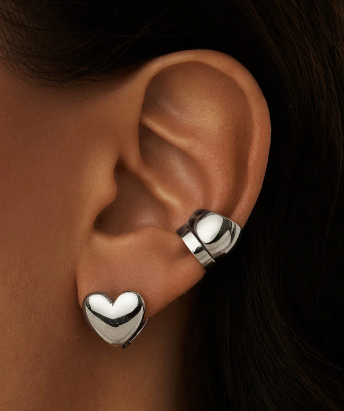 Серебряные серьги-сердца