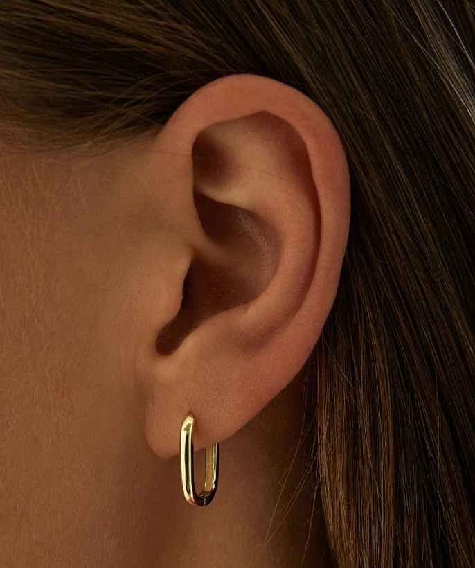 Овальные классические серьги-конго из серебра с позолотой MIESTILO 