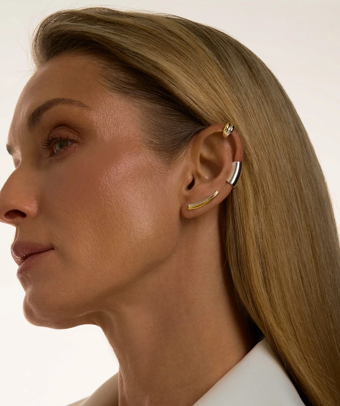 Серебряные серьги-клаймберы биколор