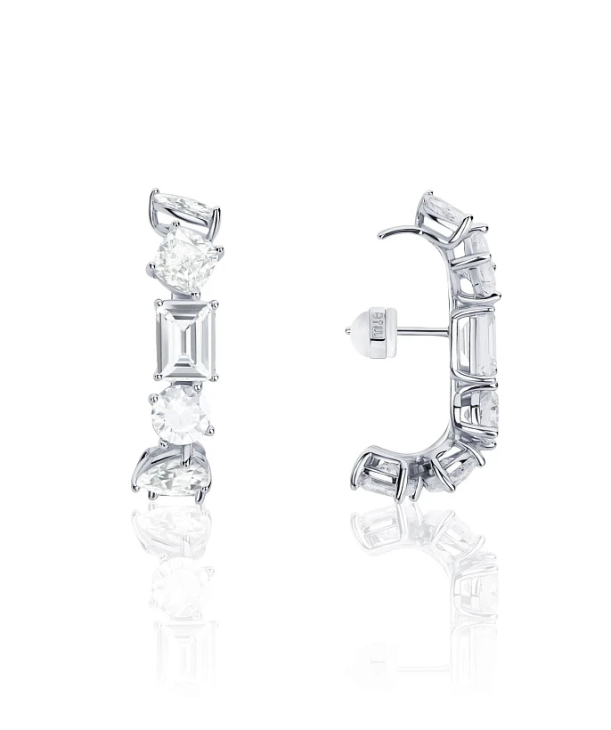 Серебряные серьги-скобы A LA RUSSE с фианитами