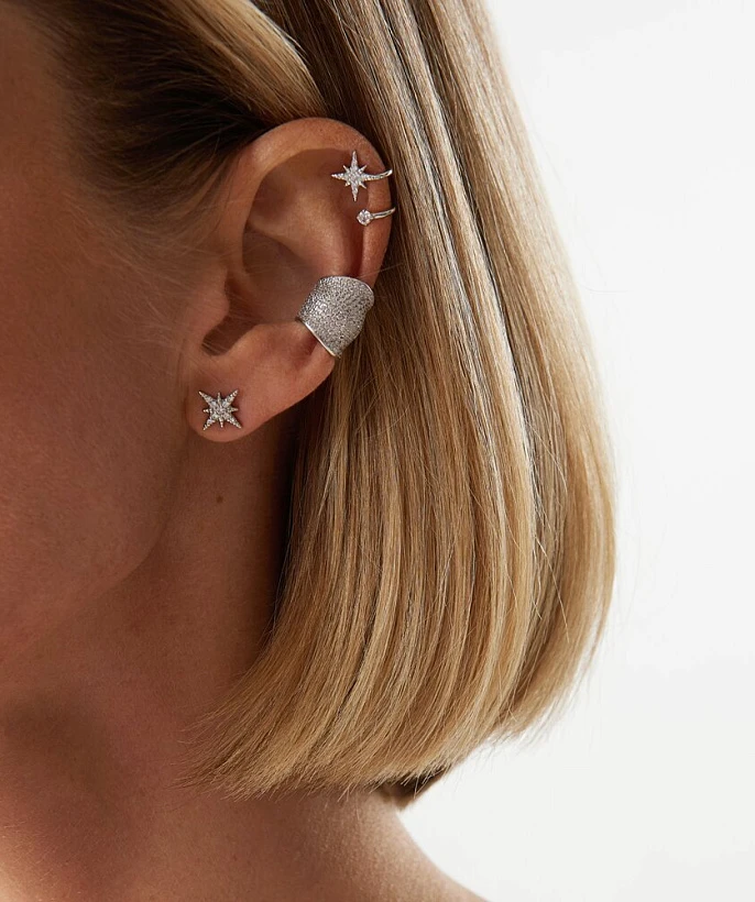 Широкий кафф из серебра c фианитами