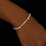 Серебряный браслет SICILIA из жемчуга с белыми фианитами