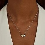 Серебряное колье с подвеской в форме сердца биколор