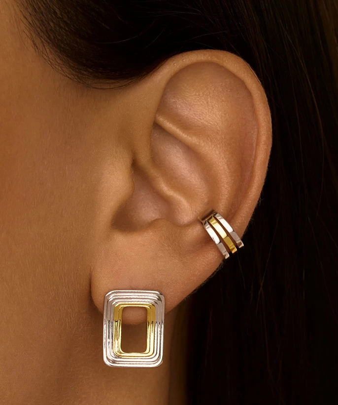 Серьги из серебра биколор MIESTILO