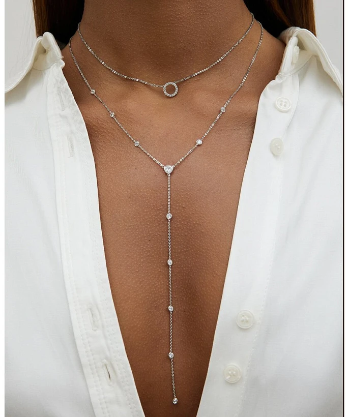 Серебряная подвеска в виде кольца с фианитами MIESTILO