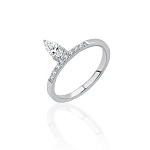 Серебряное кольцо с фианитом в огранке Груша на фалангу