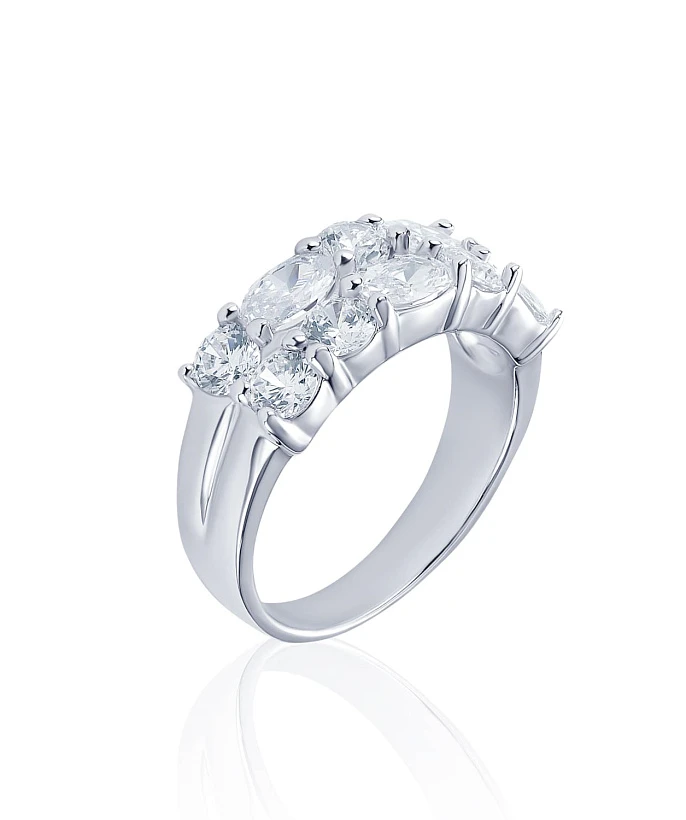 Кольцо из серебра с крупными фианитами