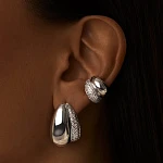 Крупные серьги из серебра с фианитами