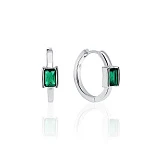 Серебряные серьги-конго с зеленым фианитом MIESTILO 